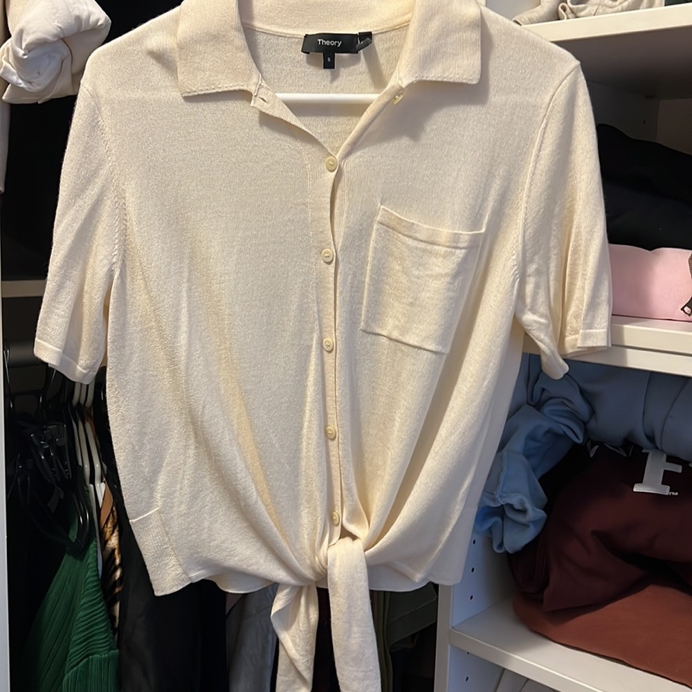 Cashmere/Silk Tie collared shirt